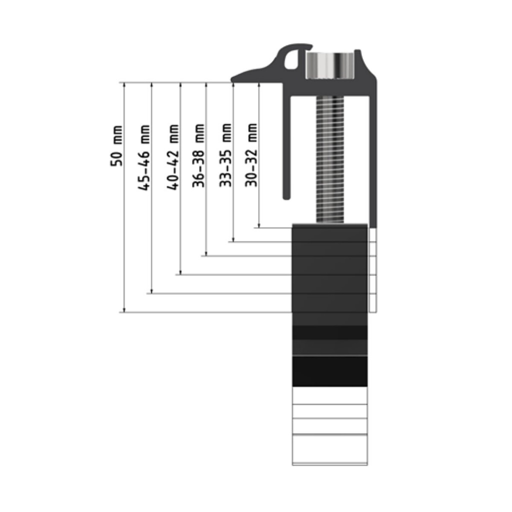 [A03885] SL Rack Endklemme 36-38, schwarz eloxiert
