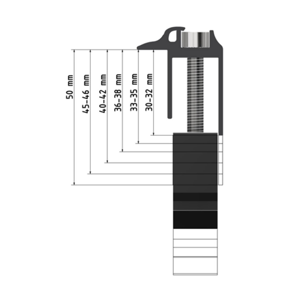 [A03891] SL Rack Endklemme 50, schwarz eloxiert